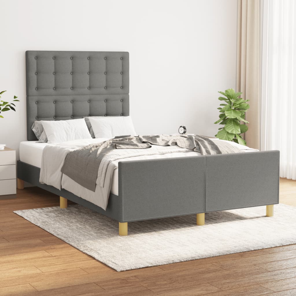 Bettgestell ohne Matratze Dunkelgrau 120x190 cm Stoff