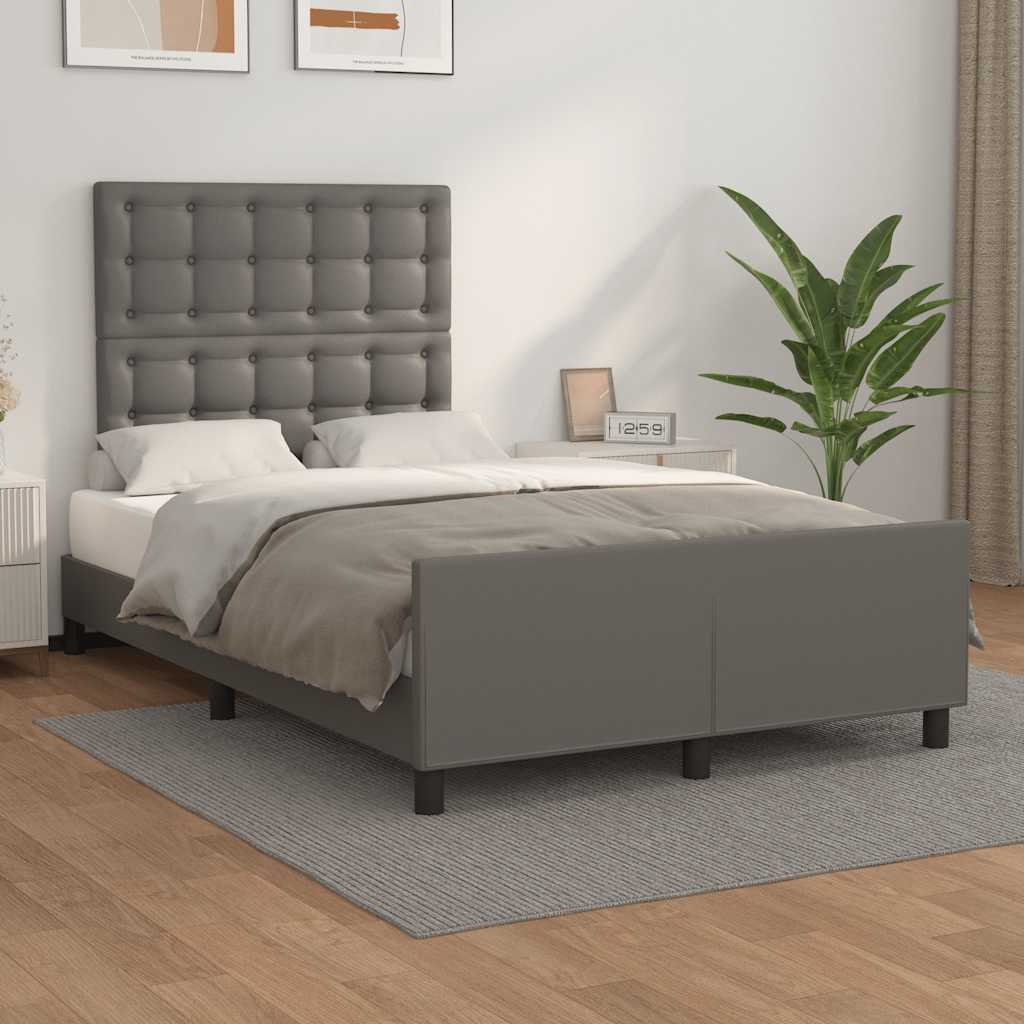 Bettgestell ohne Matratze Grau 120x190 cm Kunstleder