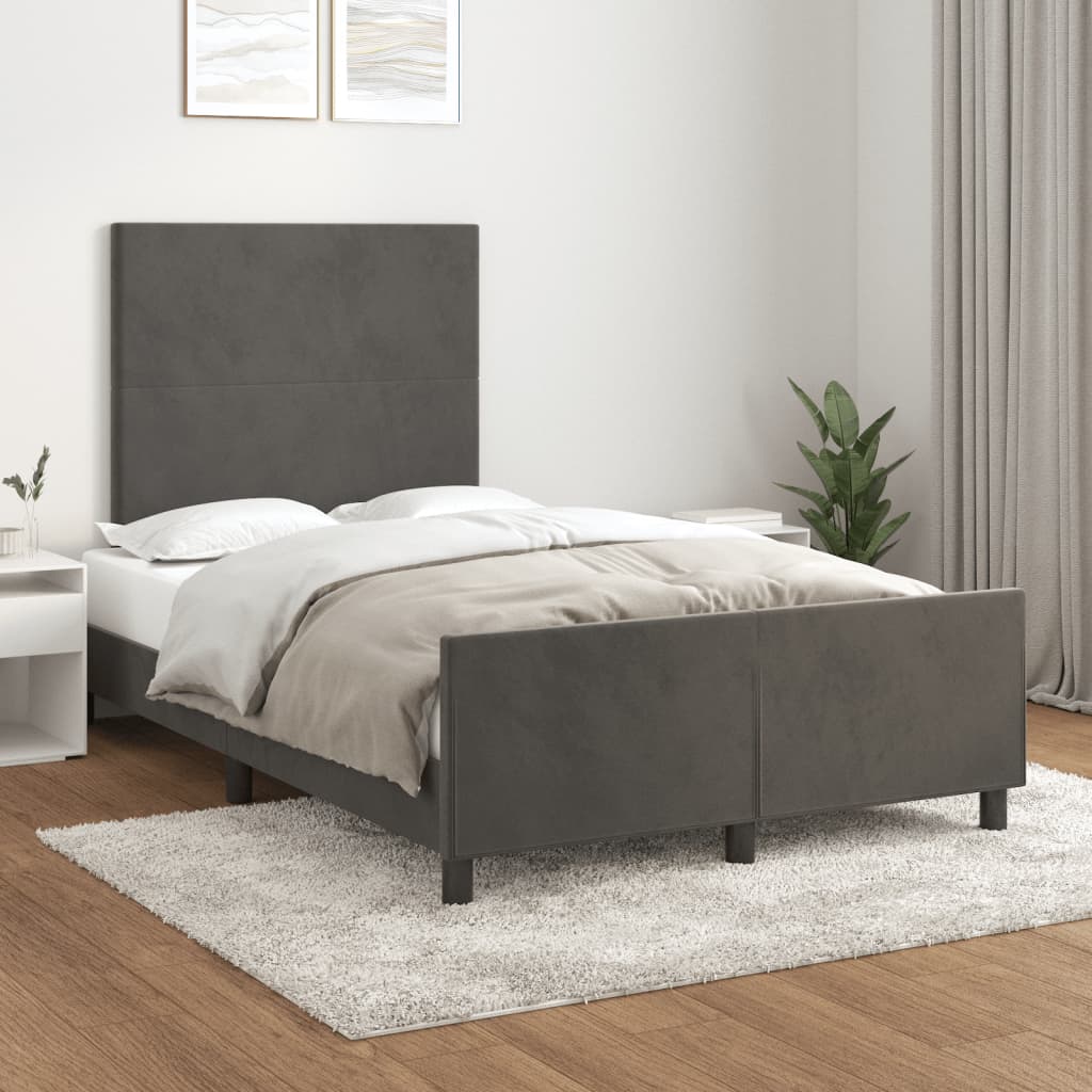 Bettgestell ohne Matratze Dunkelgrau 120x190 cm Samt