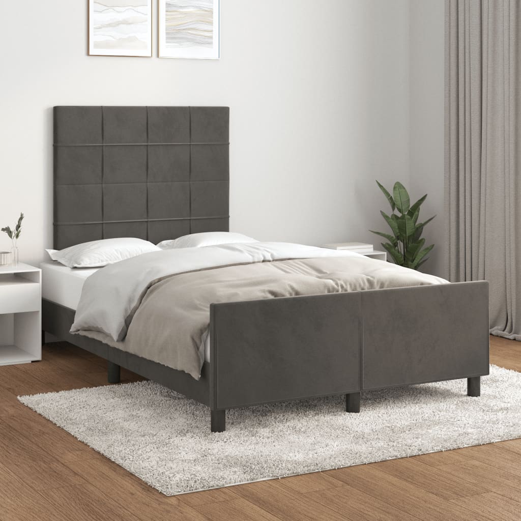 Bettgestell ohne Matratze Dunkelgrau 120x190 cm Samt