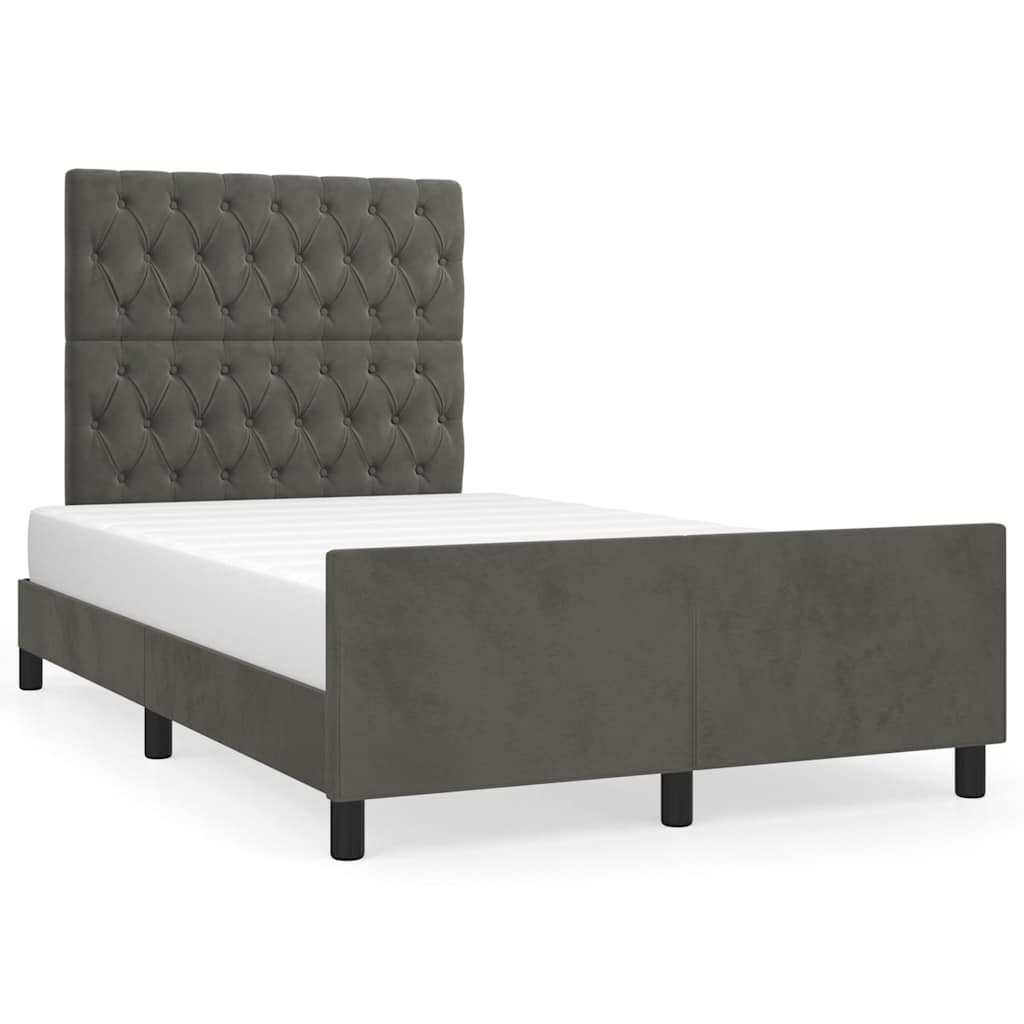 Bettgestell ohne Matratze Dunkelgrau 120x190 cm Samt