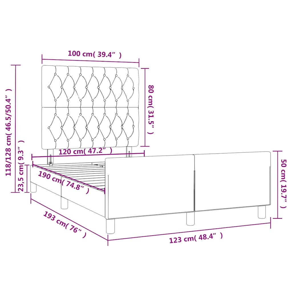Bettgestell ohne Matratze Dunkelgrau 120x190 cm Samt