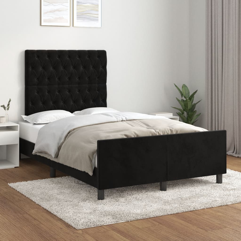 Bettgestell ohne Matratze Schwarz 120x190 cm Samt