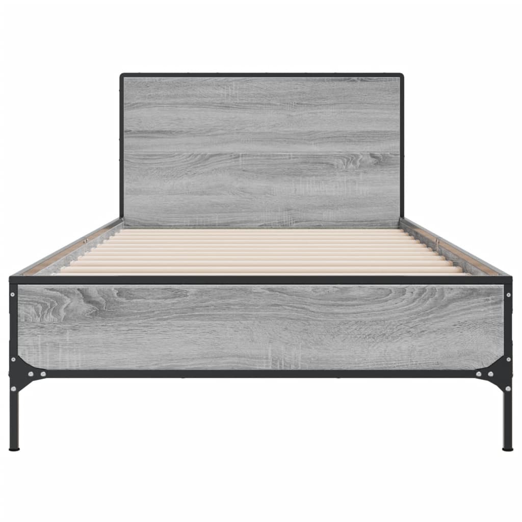 Bed frame Grey Sonoma 90x200 cm wood material and metal