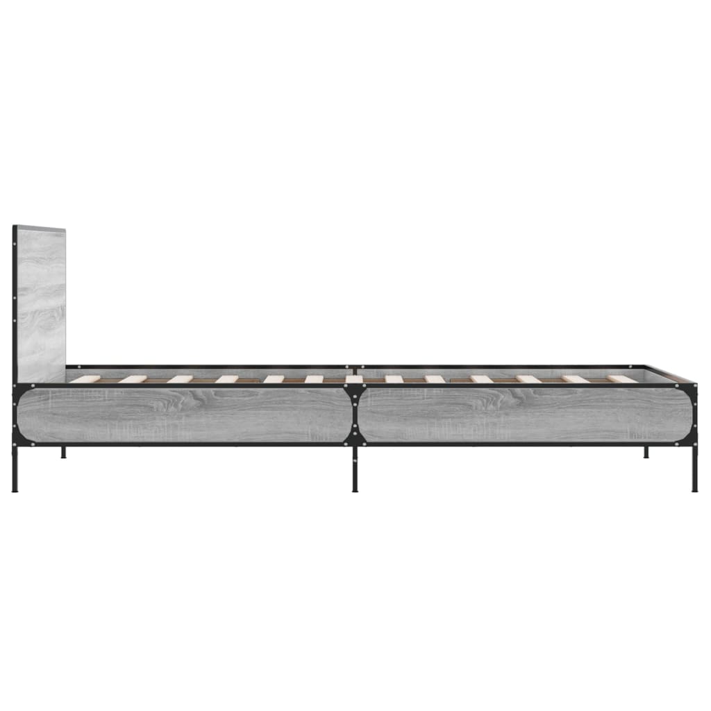 Bed frame Grey Sonoma 90x200 cm wood material and metal