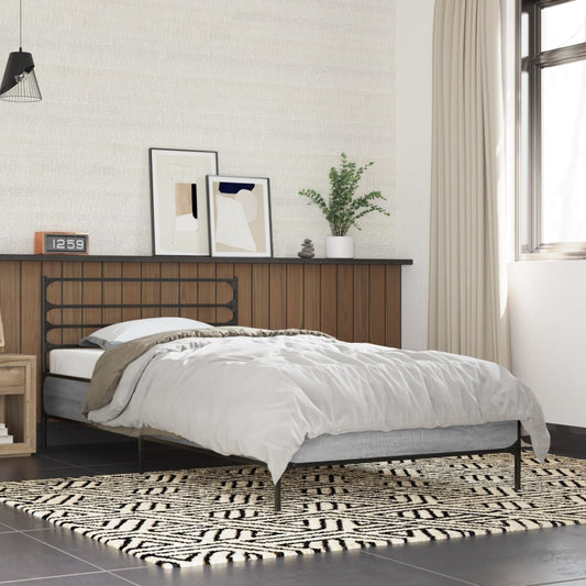 Bed frame Grey Sonoma 90x200 cm wood material and metal