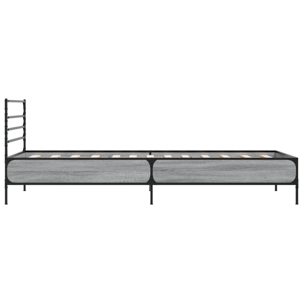 Bed frame Grey Sonoma 75x190 cm wood material and metal