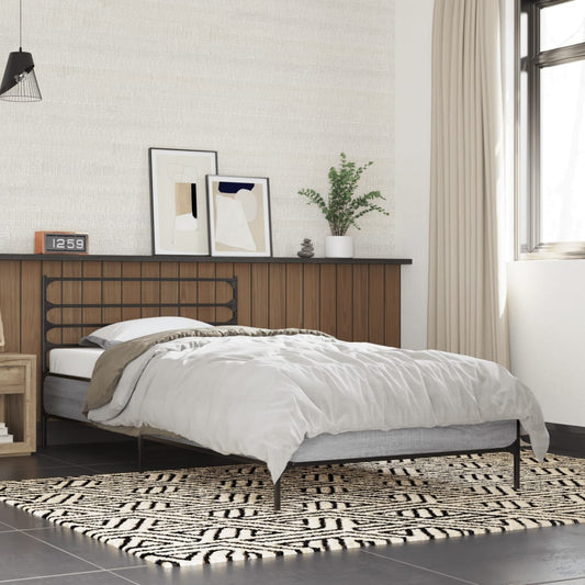 Bed frame Grey Sonoma 75x190 cm wood material and metal