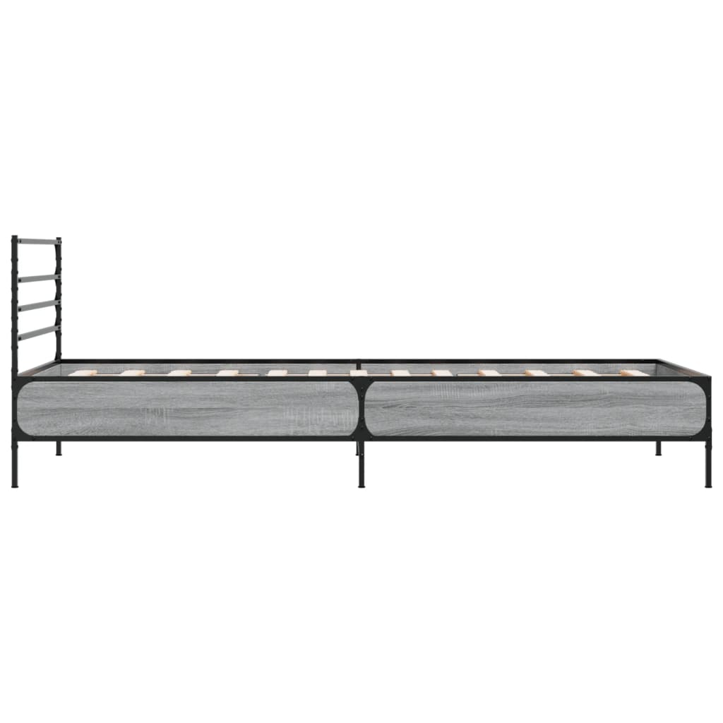 Bed frame Grey Sonoma 90x190 cm wood material and metal