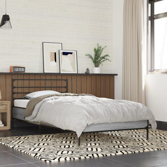Bed frame Grey Sonoma 90x190 cm wood material and metal
