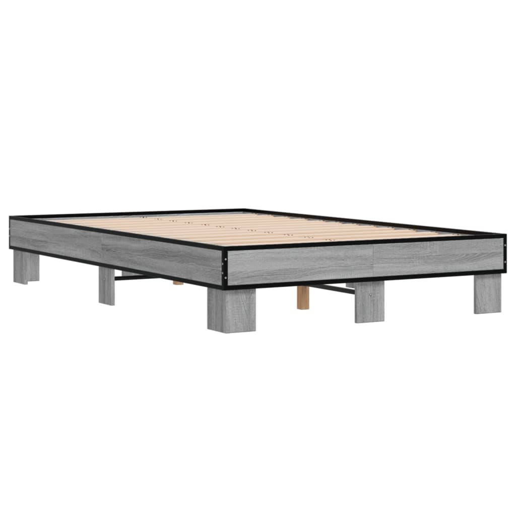 Bed frame Grey Sonoma 140x200 cm wood material and metal