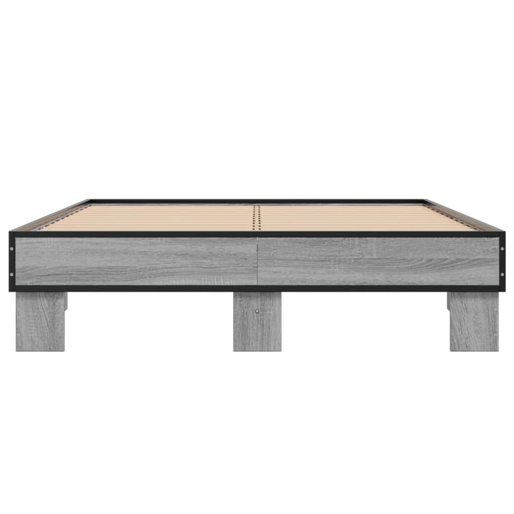 Bed frame Grey Sonoma 140x200 cm wood material and metal
