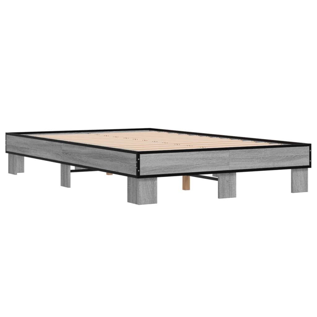 Bed frame Grey Sonoma 140x200 cm wood material and metal