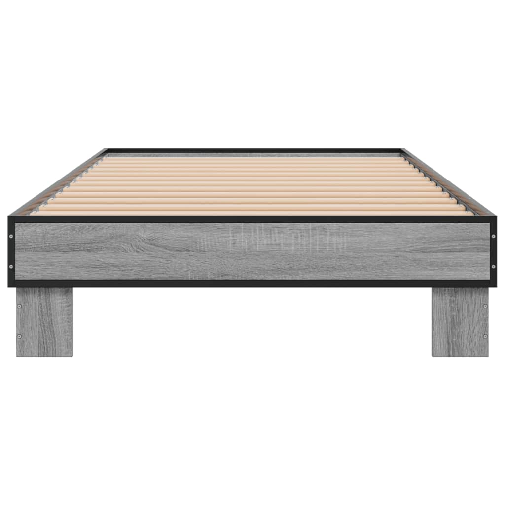 Bed frame Grey Sonoma 75x190 cm wood material and metal