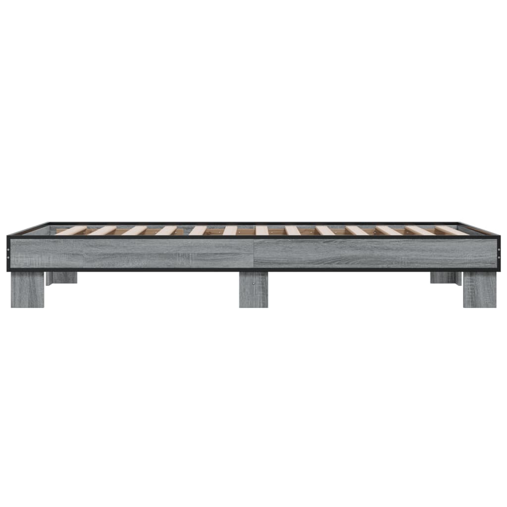 Bed frame Grey Sonoma 75x190 cm wood material and metal