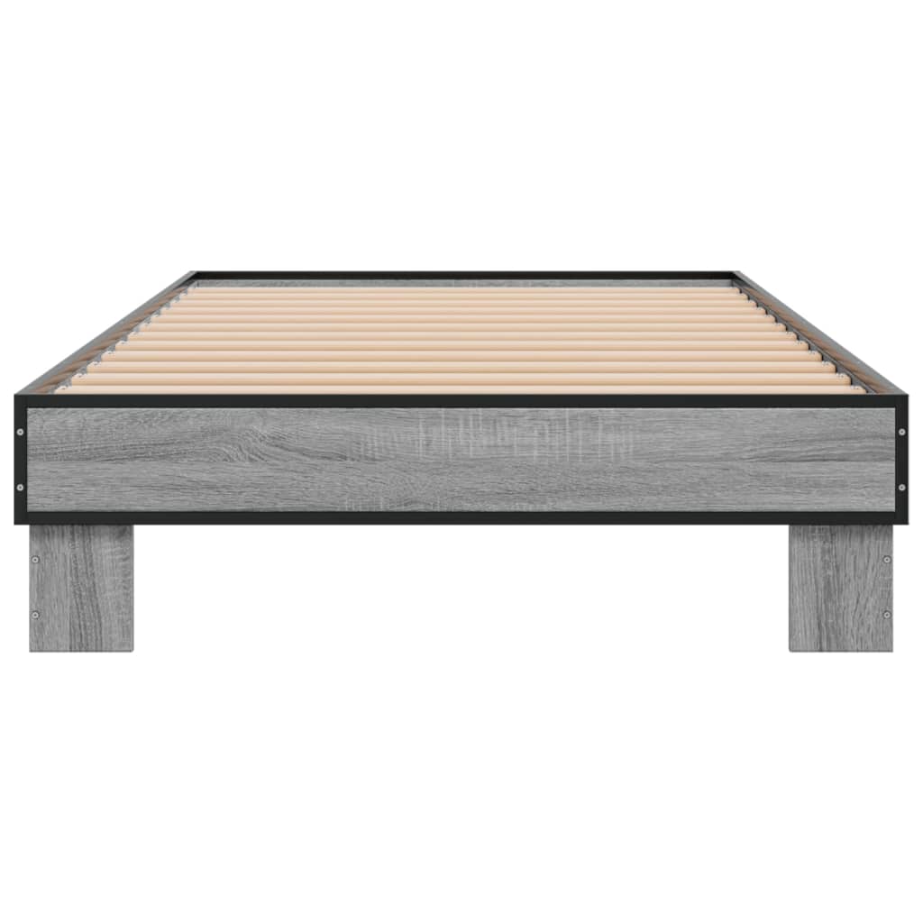 Bed frame Grey Sonoma 90x190 cm wood material and metal