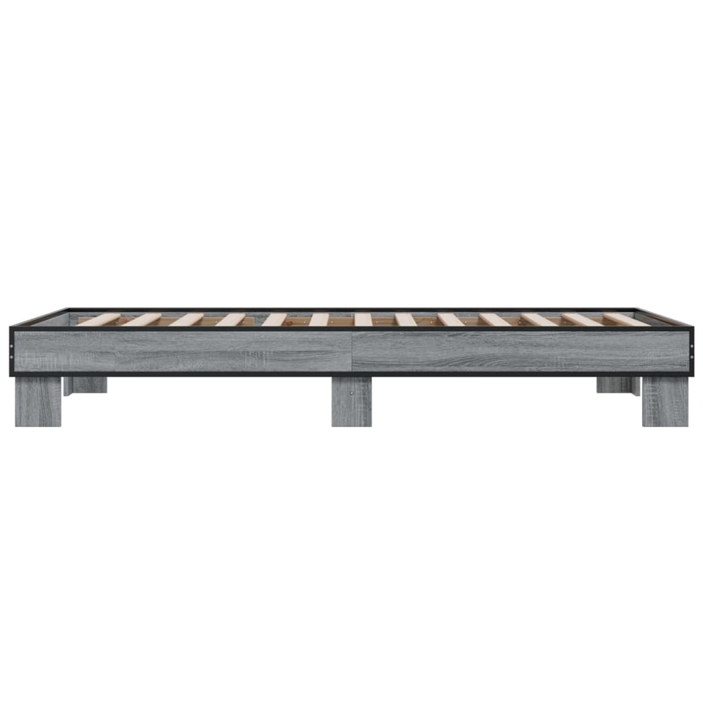 Bed frame Grey Sonoma 90x190 cm wood material and metal