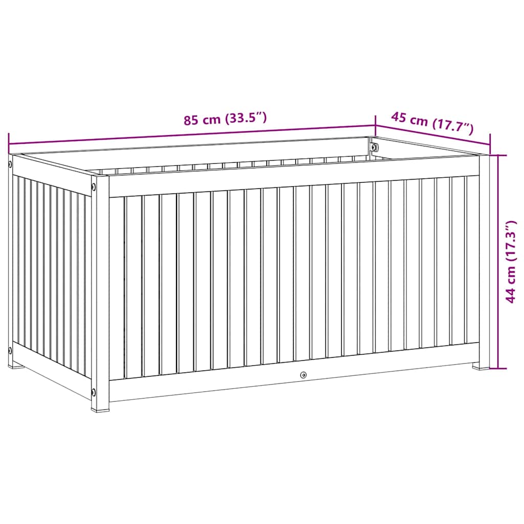 Pflanzkübel 85x45x44 cm Massivholz Akazie und Stahl