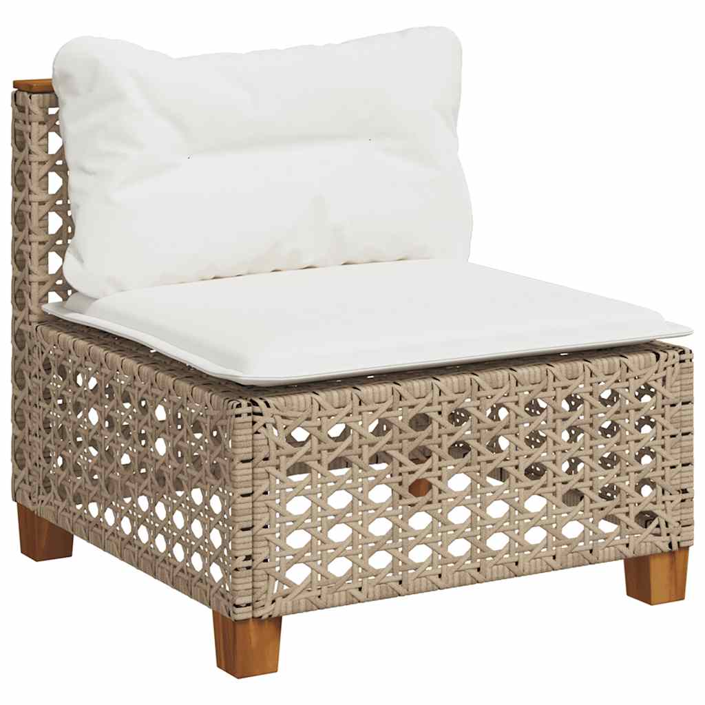 6-tlg. Garten-Sofagarnitur mit Kissen Beige Poly Rattan