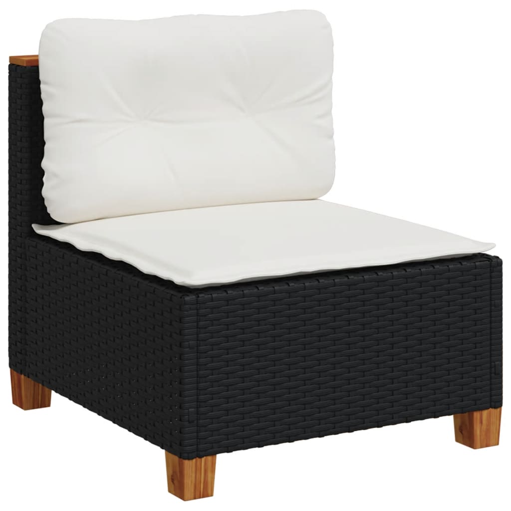 8-piece garden sofa set with cushions, black poly rattan