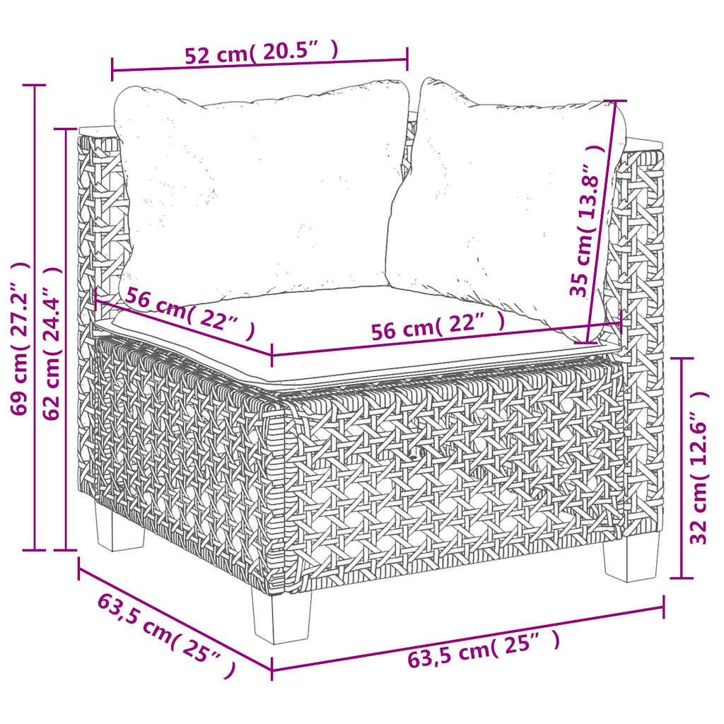 9-tlg. Garten-Sofagarnitur mit Kissen Beige Poly Rattan