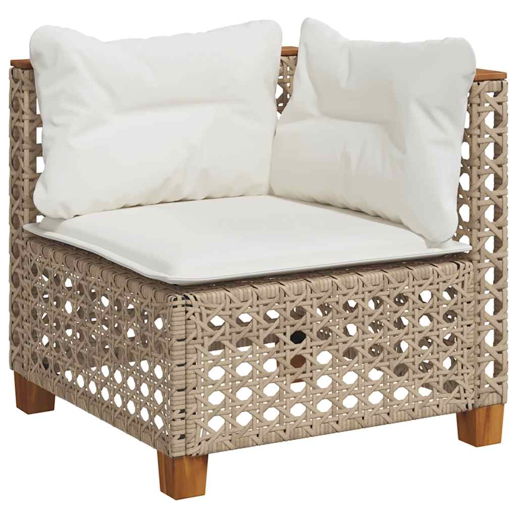 10-tlg. Garten-Sofagarnitur mit Kissen Beige Poly Rattan