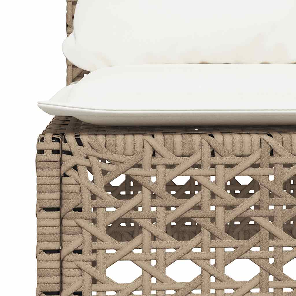 10-tlg. Garten-Sofagarnitur mit Kissen Beige Poly Rattan