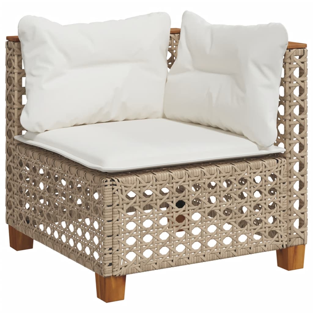 10-tlg. Garten-Sofagarnitur mit Kissen Beige Poly Rattan