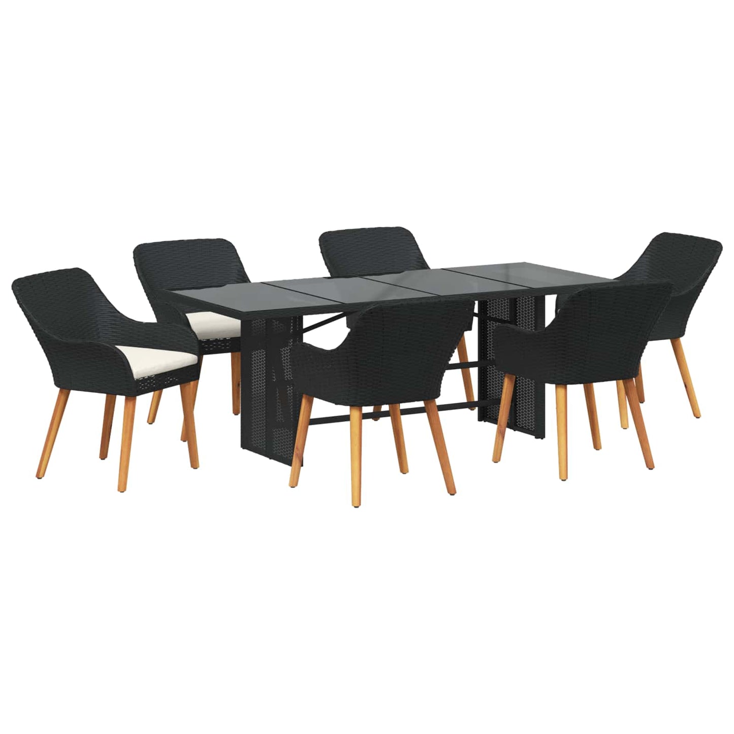 Garten Essgruppe 7 stk. Schwarz Poly-Rattan