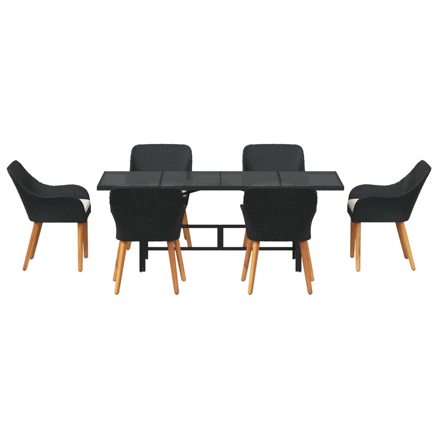 Garten Essgruppe 7 stk. Schwarz Poly-Rattan