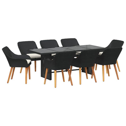 Garten Essgruppe 9 stk. Schwarz Poly-Rattan