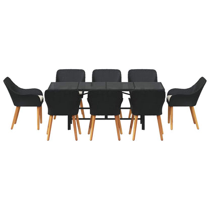 Garten Essgruppe 9 stk. Schwarz Poly-Rattan