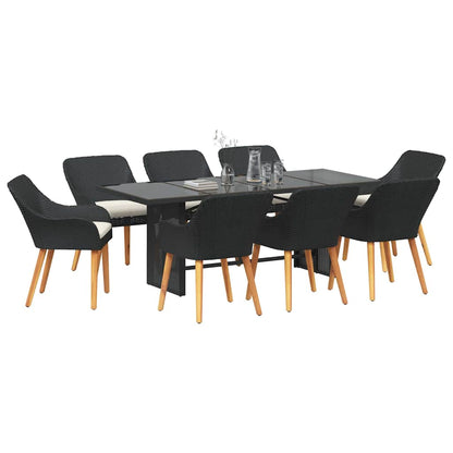 Garten Essgruppe 9 stk. Schwarz Poly-Rattan