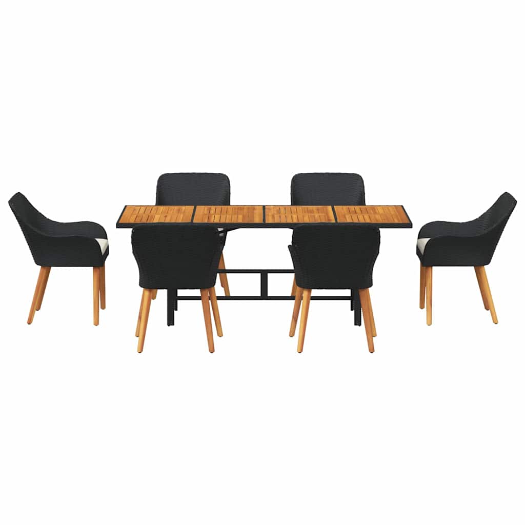 Garten Essgruppe 7 stk. Schwarz Poly-Rattan