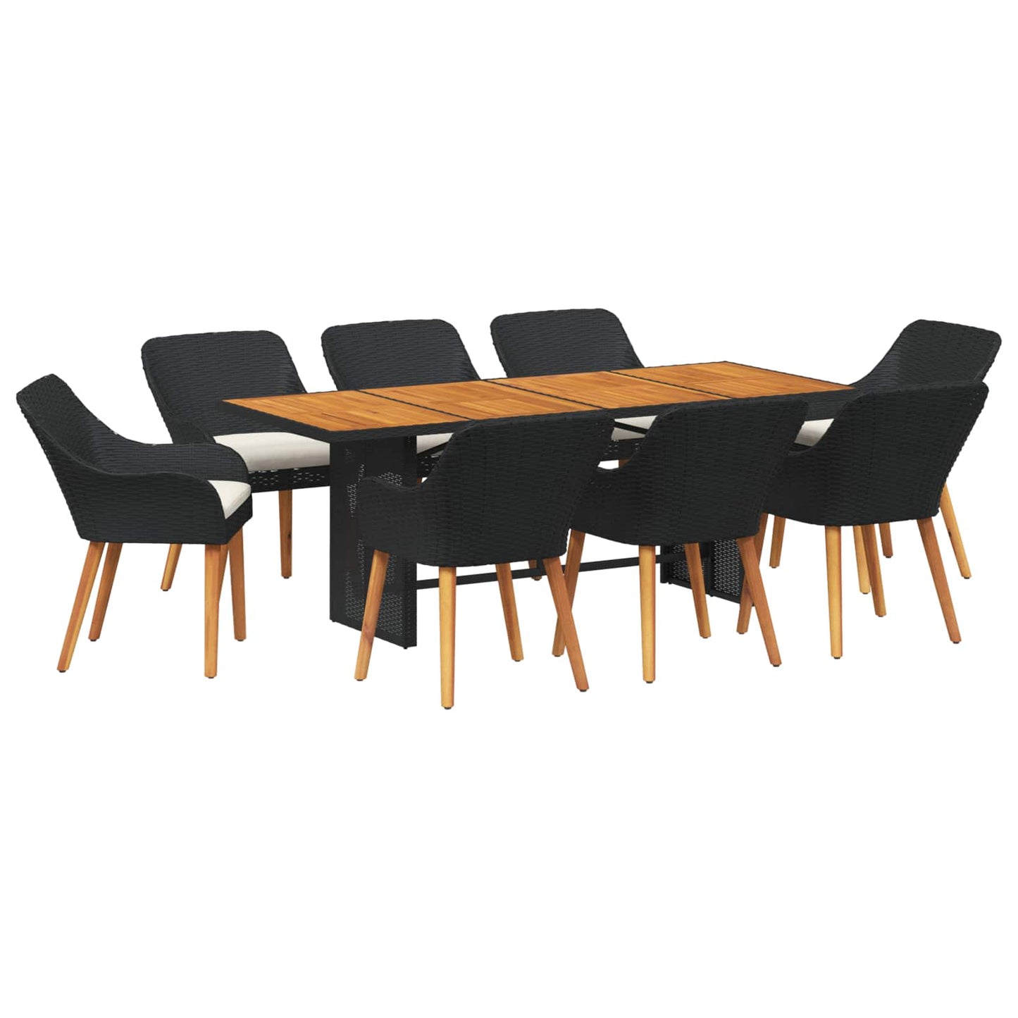 Garten Essgruppe 9 stk. Schwarz Poly-Rattan