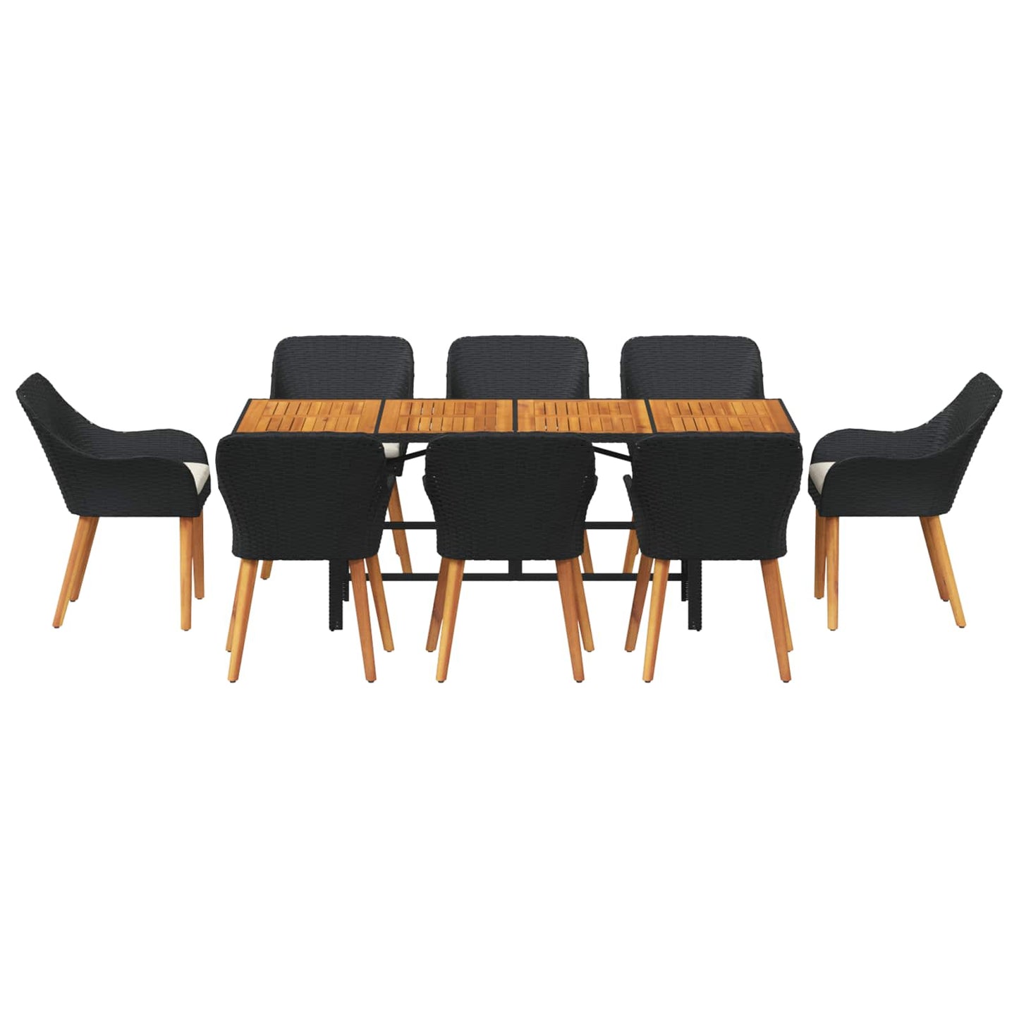 Garten Essgruppe 9 stk. Schwarz Poly-Rattan