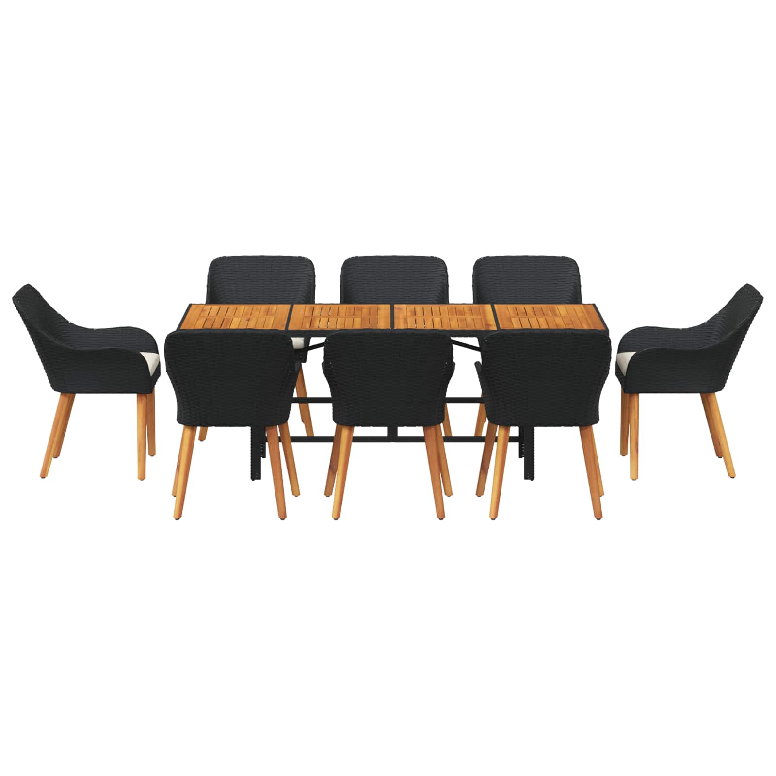 Garten Essgruppe 9 stk. Schwarz Poly-Rattan