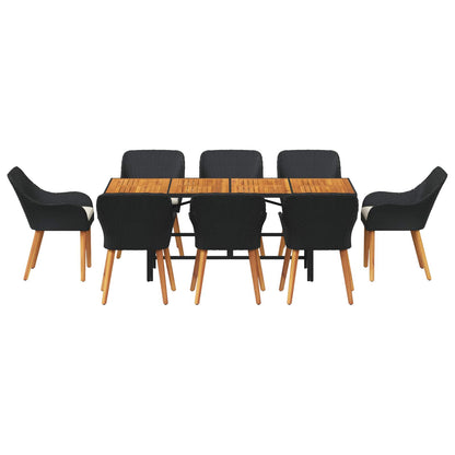 Garten Essgruppe 9 stk. Schwarz Poly-Rattan