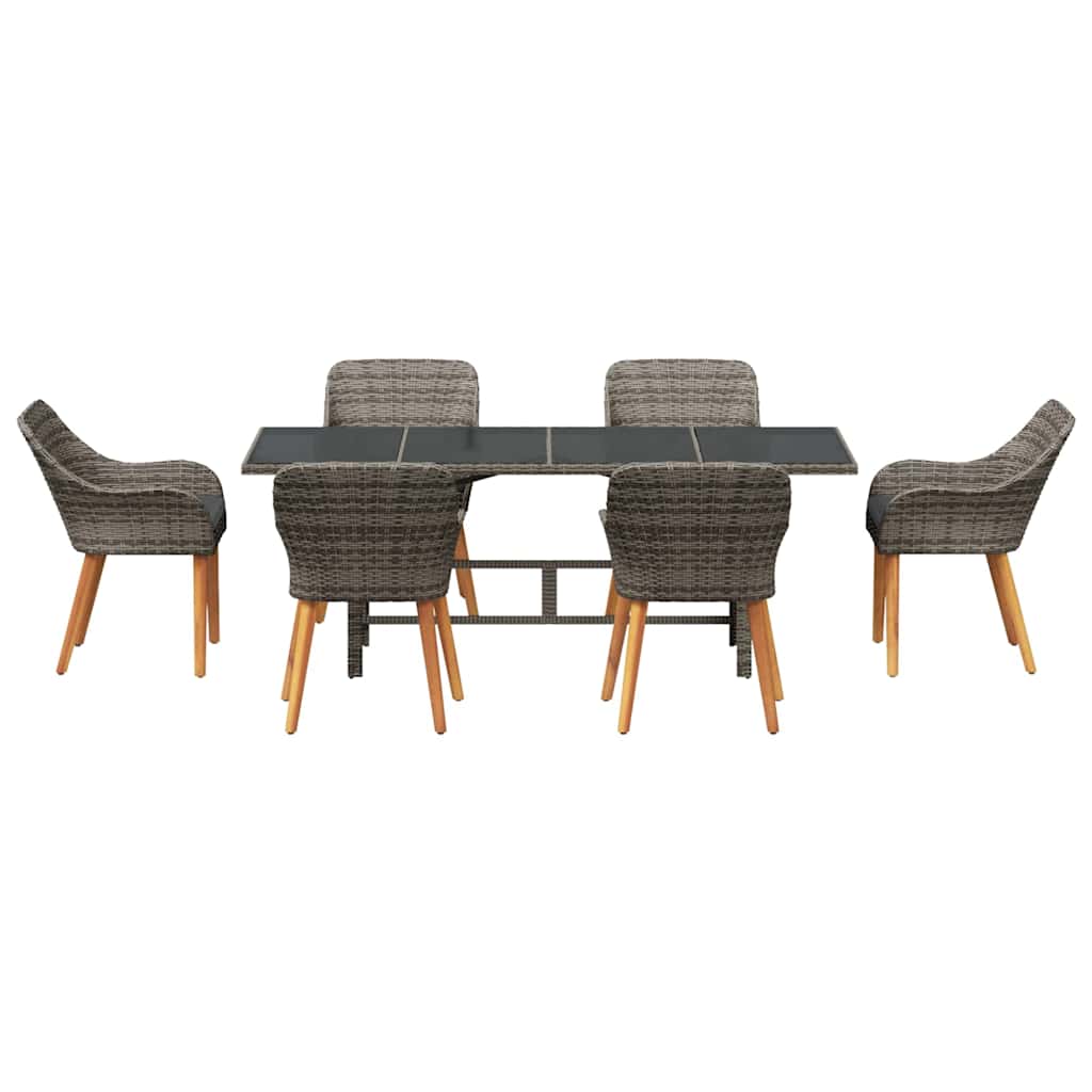 Garten Essgruppe 7 stk. Grau Poly-Rattan
