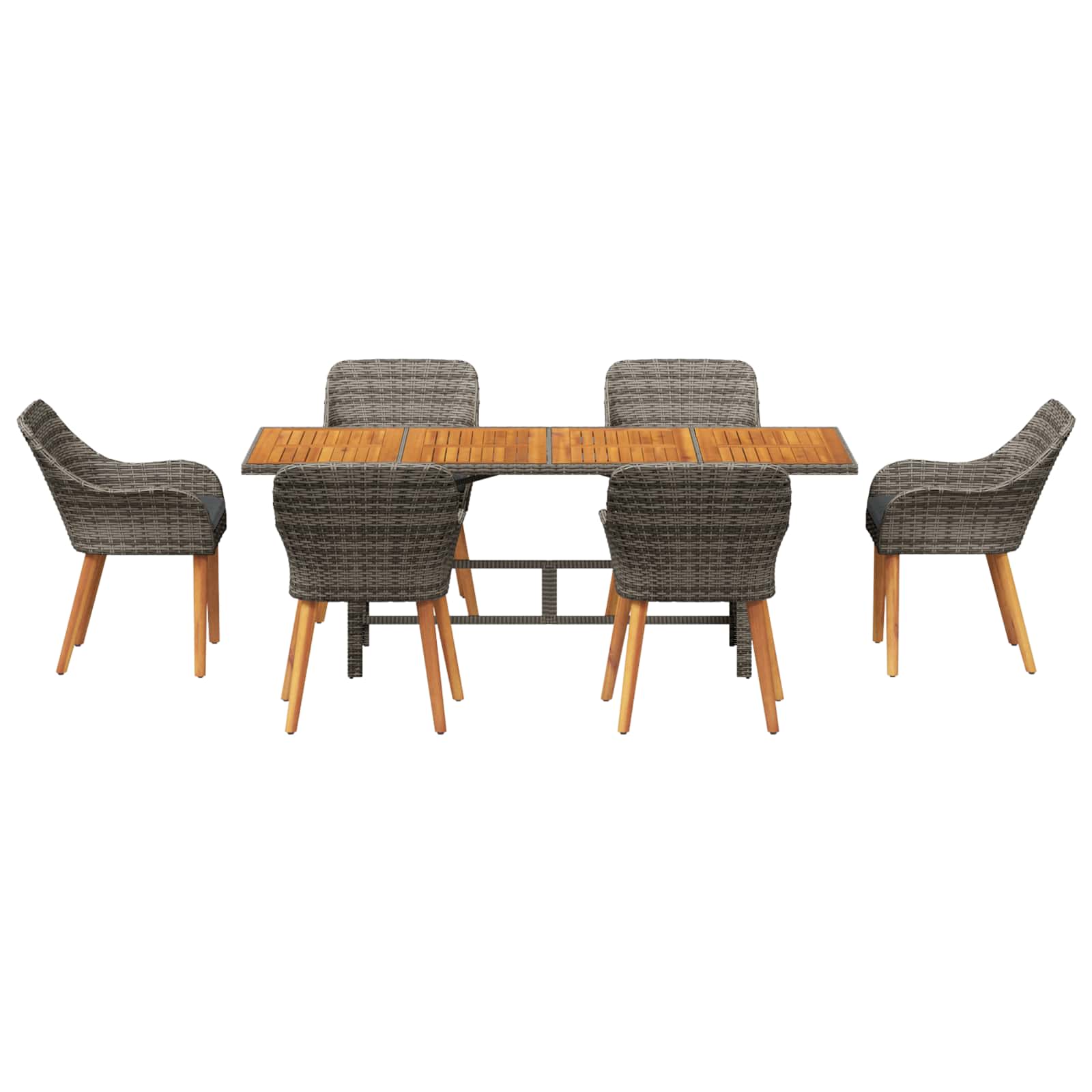 Garten Essgruppe 7 stk. Grau Poly-Rattan
