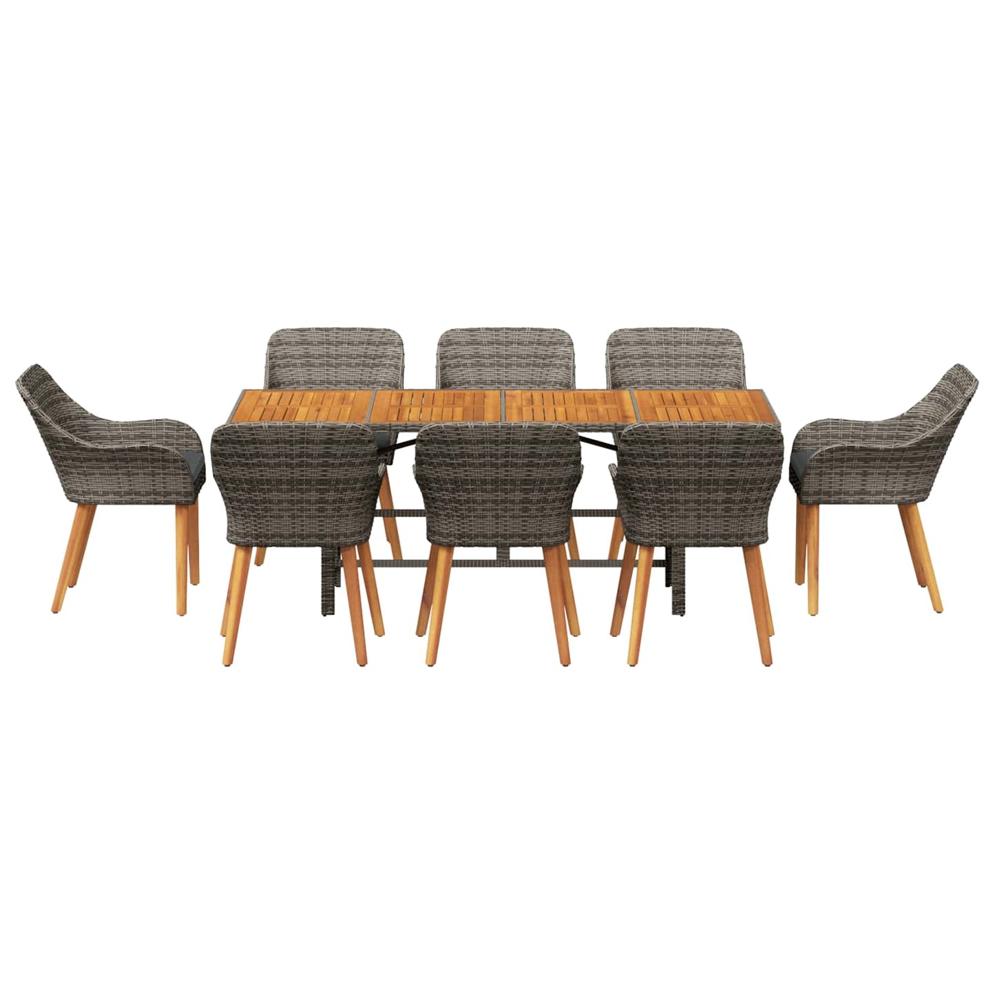 Garten Essgruppe mit Kissen 9 pcs Grau Poly-Rattan