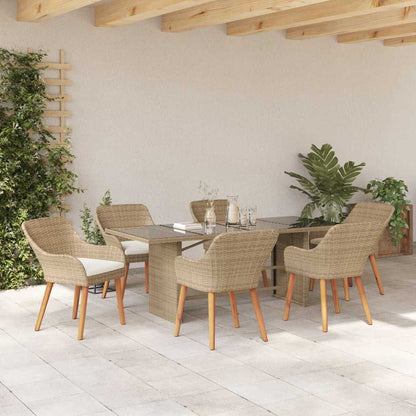 Garten Essgruppe 7 stk. Beige Poly-Rattan