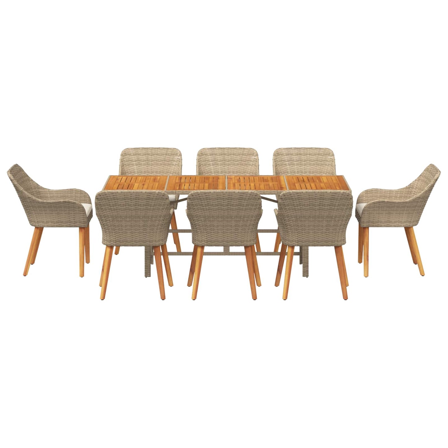 Garten Essgruppe 9 stk. Beige Poly-Rattan