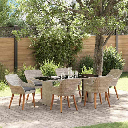 Garten Essgruppe 7 stk. Hellgrau Poly-Rattan