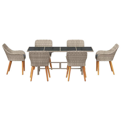 Garten Essgruppe 7 stk. Hellgrau Poly-Rattan
