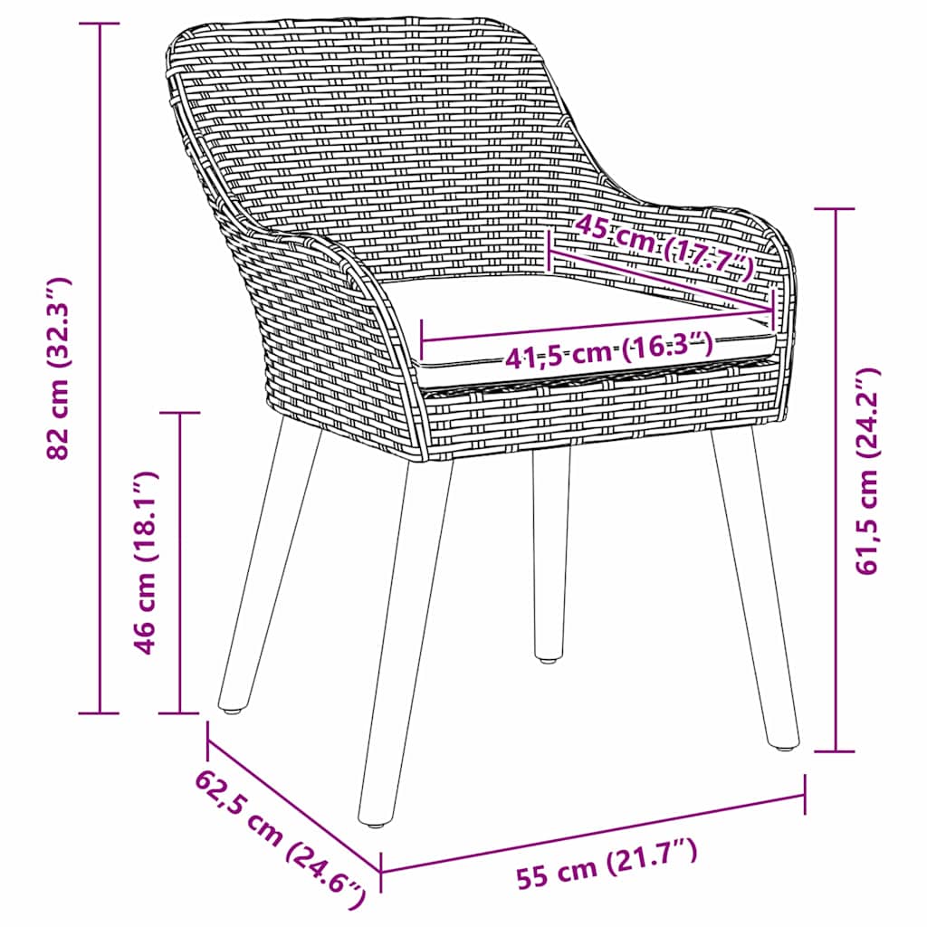 Garten Essgruppe 9 stk. Hellgrau Poly-Rattan