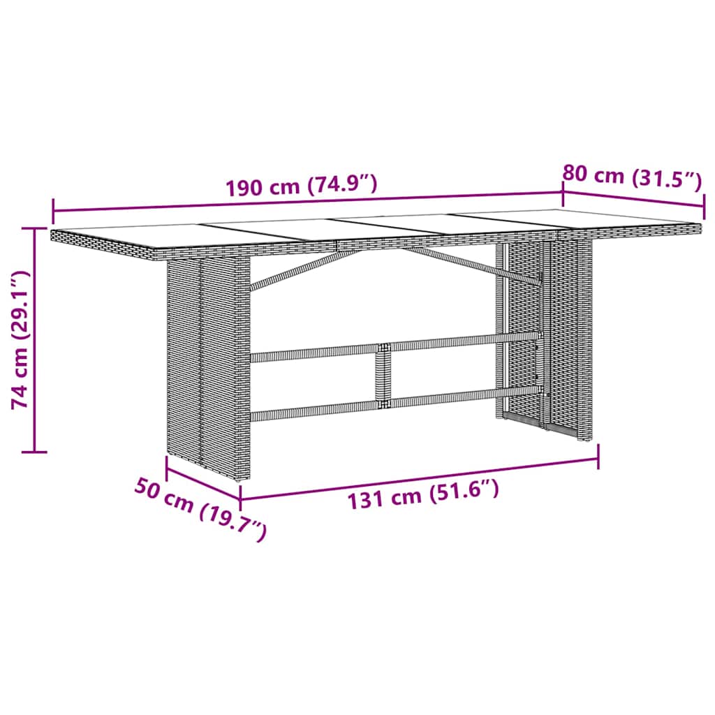 Garten Essgruppe 9 stk. Hellgrau Poly-Rattan