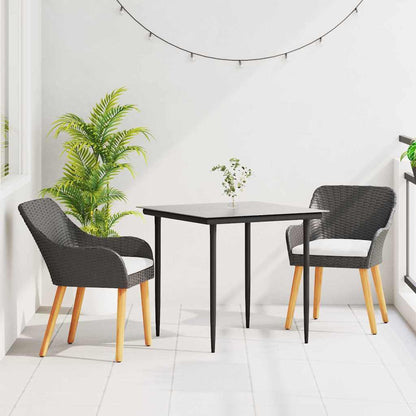 Garten Essgruppe 3 stk. Schwarz Poly-Rattan