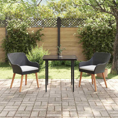 Garten Essgruppe 3 stk. Schwarz Poly-Rattan