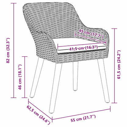 Garten Essgruppe 3 stk. Schwarz Poly-Rattan